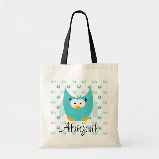 Blauw bij het Blauwe Uil Gepersonaliseerde Canvas Tote Bag (Voorkant)