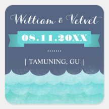 Blauw bij Zee nautische bruiloft gunst Stickers