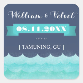 Blauw bij Zee nautische bruiloft gunst Stickers