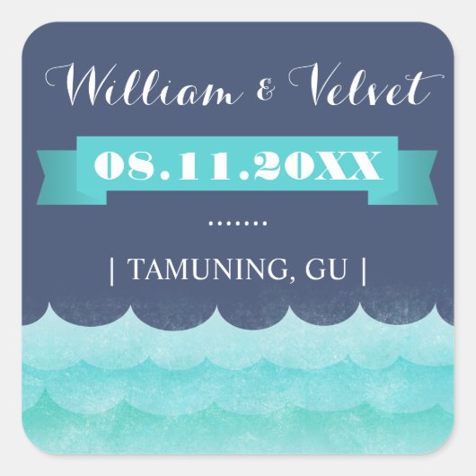 Blauw bij Zee nautische bruiloft gunst Stickers (Voorkant)