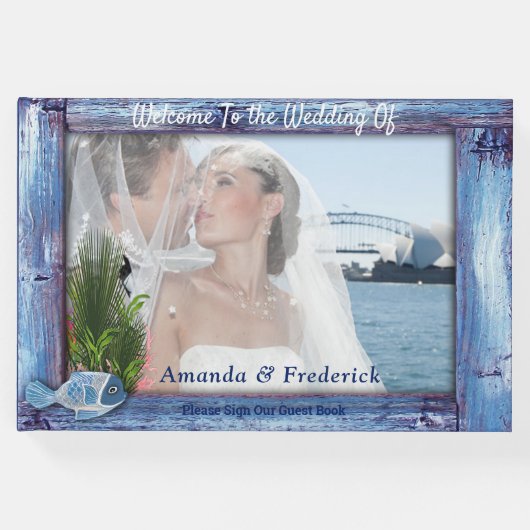 Blauw, bijtend Lijst en vis Gastenboek (Voorkant)