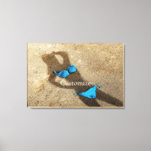 Blauw Bikini Strand Zand Thunder_Cove Canvas Afdruk
