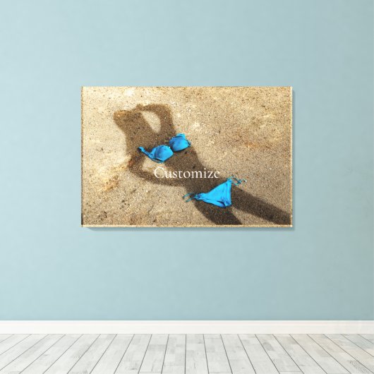 Blauw Bikini Strand Zand Thunder_Cove Canvas Afdruk (Insitu (Houten vloer))
