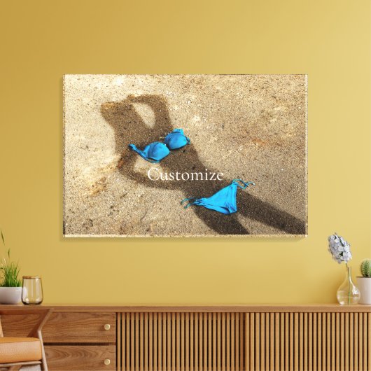 Blauw Bikini Strand Zand Thunder_Cove Canvas Afdruk (Insitu (Woonkamer))