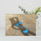 Blauw Bikini Strand Zand Thunder_Cove Feestdagenkaart (Staand voorkant)