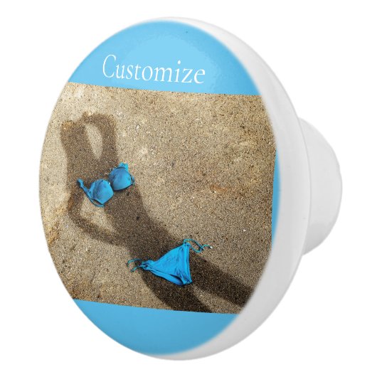 Blauw Bikini Strand Zand Thunder_Cove Keramische Knop (Rechts)