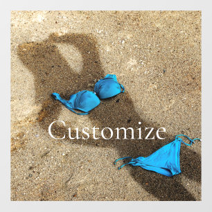 Blauw Bikini Strand Zand Thunder_Cove Raamsticker