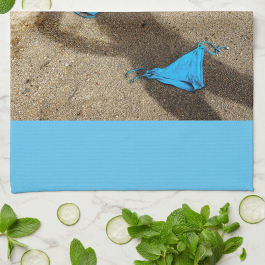 Blauw Bikini Strand Zand Thunder_Cove Theedoek (Gevouwen)