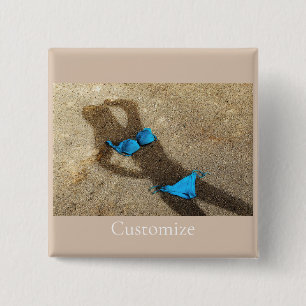 Blauw Bikini Strand Zand Thunder_Cove Vierkante Button 5,1 Cm