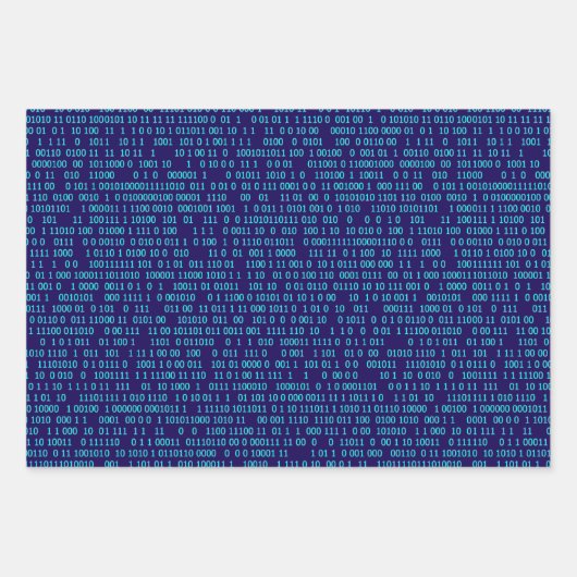 Blauw Binair Numeriek Systeem Inpakpapier Vel (Voorkant 2)
