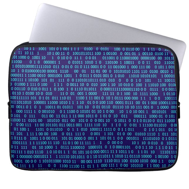 Blauw Binair Numeriek Systeem Laptop Sleeve (Voorkant)