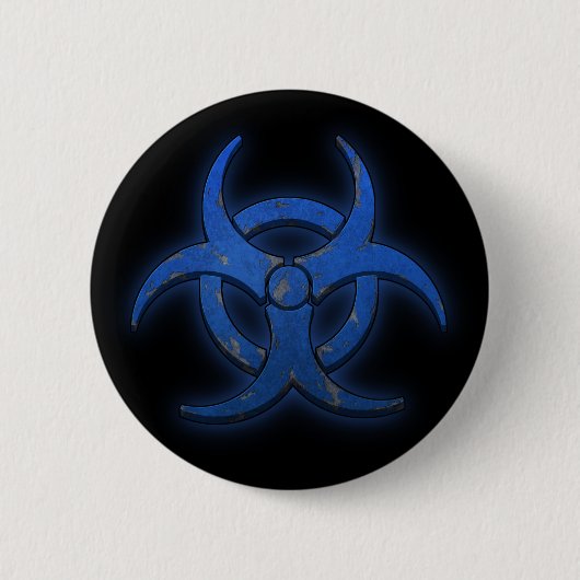 Blauw biogevaar ronde button 5,7 cm (Voorkant)