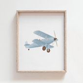 Blauw Biplane Nursery Decor Poster