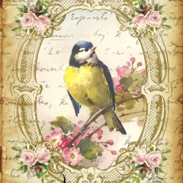 Blauw Bird & Cherry Blossom Antiek paper Ontkoppel Tissuepapier