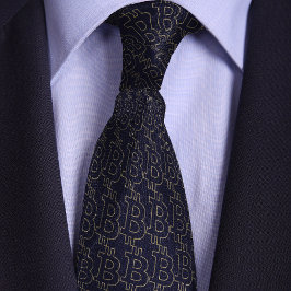 Blauw Bitcoin-symboolcontourpatroon Stropdas