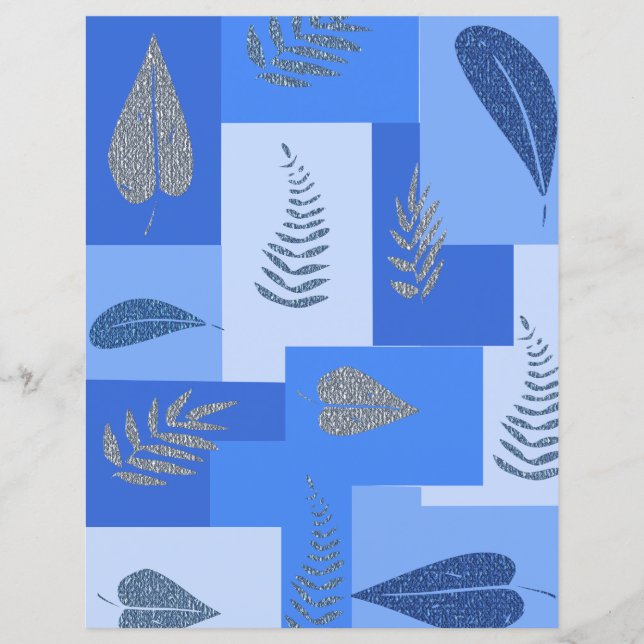 Blauw Blad Abstract Scrapbook Papier (Voorkant)