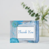 Blauw blad Dank u Briefkaart (Staand voorkant)