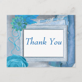 Blauw blad Dank u Briefkaart