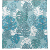 blauw blad douchegordijn (Voorkant)