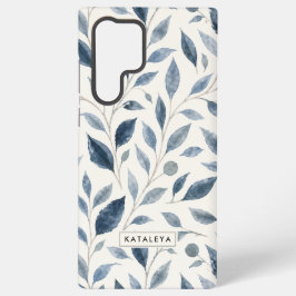 Blauw Blad Gepersonaliseerd Samsung Galaxy Hoesje