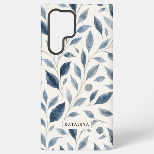 Blauw Blad Gepersonaliseerd Samsung Galaxy Hoesje (Achterkant)