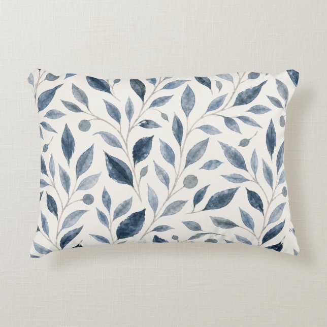 Blauw blad gepersonaliseerde accentkussen accent kussen (Voorkant)