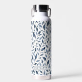 Blauw blad gepersonaliseerde waterfles (Voorkant)