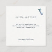 Blauw blad koperen roos gouden landschapsontwerper vierkante visitekaartje (Achterkant)