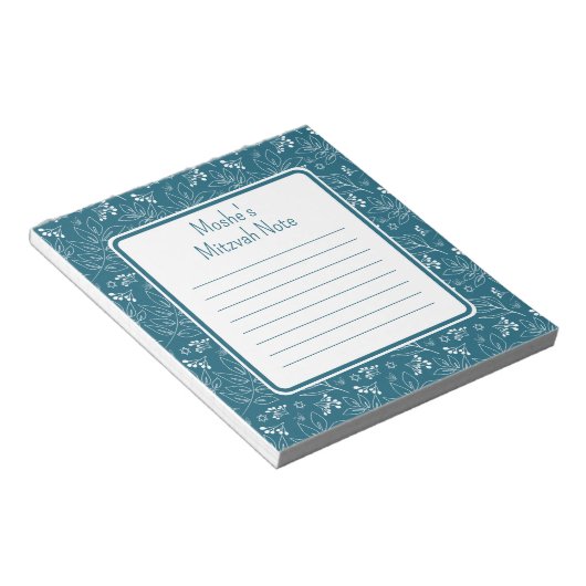 Blauw blad Mitzvah Note Notitieblok (Schuin)