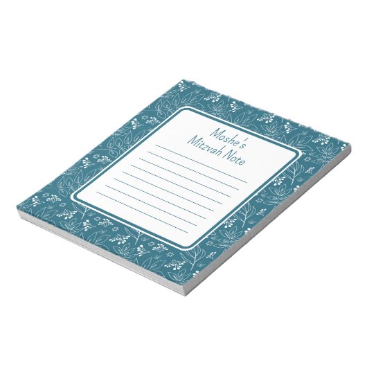 Blauw blad Mitzvah Note Notitieblok (Linkerzijde)