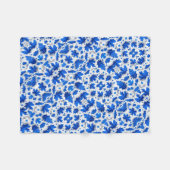 Blauw Blad Patroon Dekbed Fleece Deken (Voorkant (Horizontaal))