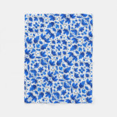 Blauw Blad Patroon Dekbed Fleece Deken (Voorkant)