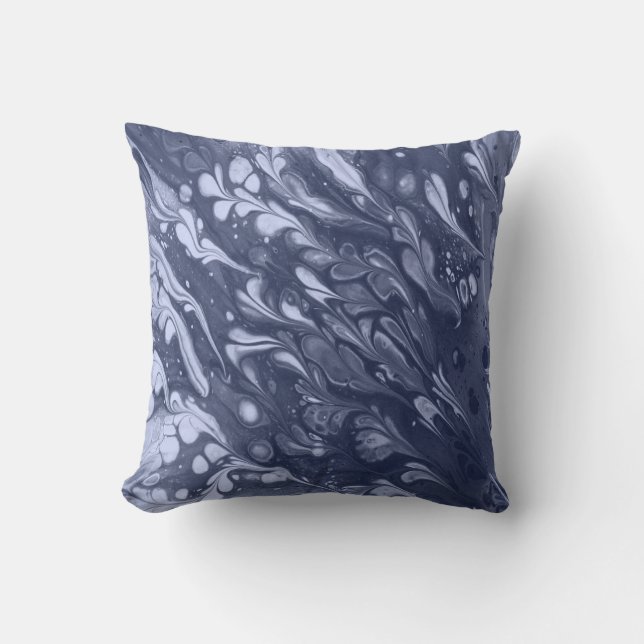 Blauw blad patroon kussen (Voorkant)