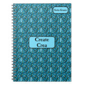 Blauw blad Patroon Tweetalige Creëer/Crea & Naam Notitieboek (Voorkant)