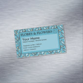 Blauw blad tweetalig magnetisch visitekaartje (Voorbeeld)