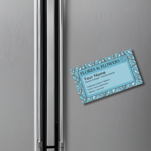 Blauw blad tweetalig magnetisch visitekaartje