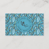 Blauw blad tweetalig visitekaartje (Achterkant)