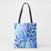 Blauw blad van Floral Tote Bag (Voorkant)