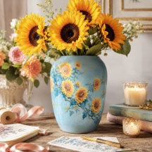 Blauw blad vintage zonnebloem tak decoupage