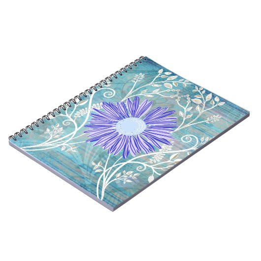  blauw bladerbloemkaartjes notitieboek (Linkerzijde)