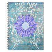  blauw bladerbloemkaartjes notitieboek (Voorkant)