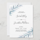 Blauw bladeren Bruiloft uitnodiging (Voorkant)