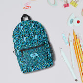 Blauw bladeren patroon met Monogram Bedrukte Rugzak