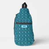 Blauw bladeren patroon met Monogram Sling Bag (Voorkant)