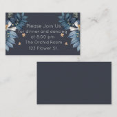 Blauw Bladeren Witte Bloem Moderne Huwelijksrecept Informatiekaartje (Voorkant / Achterkant)