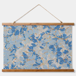 Blauw bladgoud hangend wandkleed