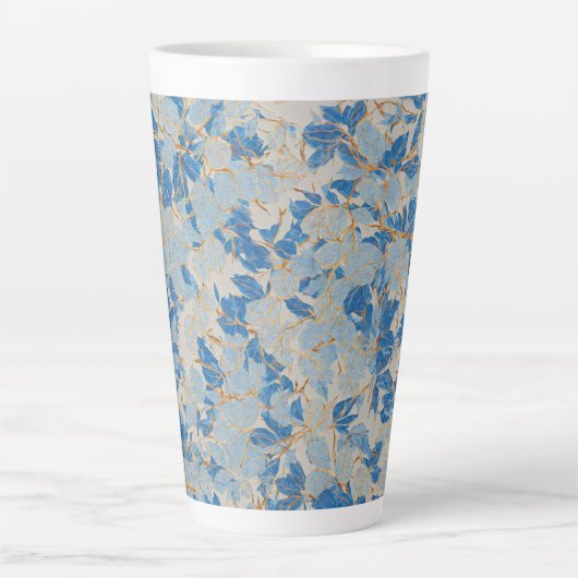 Blauw bladgoud latte mok (Voorkant)