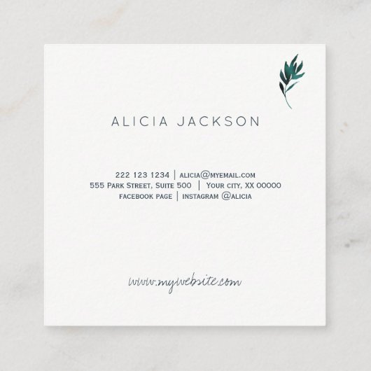 Blauw bladkoper roos gouden landschapsontwerper vierkante visitekaartje (Achterkant)