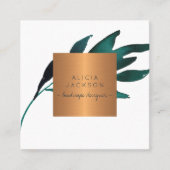 Blauw bladkoper roos gouden landschapsontwerper vierkante visitekaartje (Voorkant)