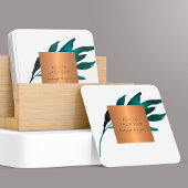 Blauw bladkoper roos gouden landschapsontwerper vierkante visitekaartje